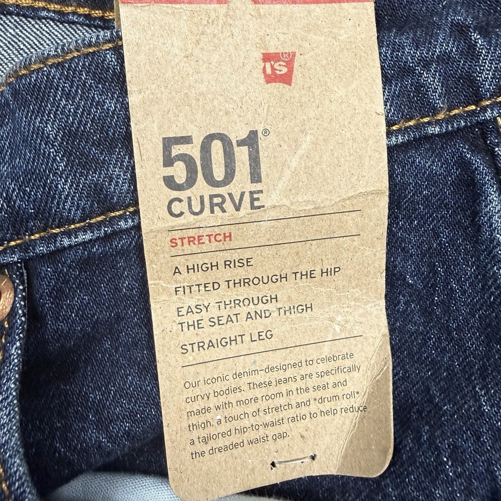 Levis 501 Curve NWT Jeans Womens 31 Dark Wash Straight High Rise Stretch Denim - Picture 5 of 13